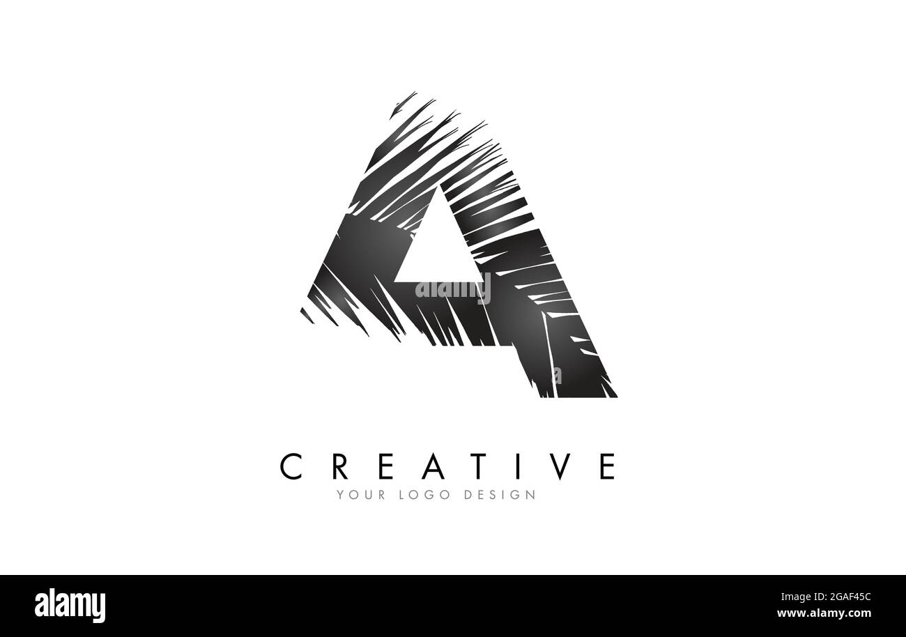 Black Leaf A letter logo design with palm tree leaf detail vector ...