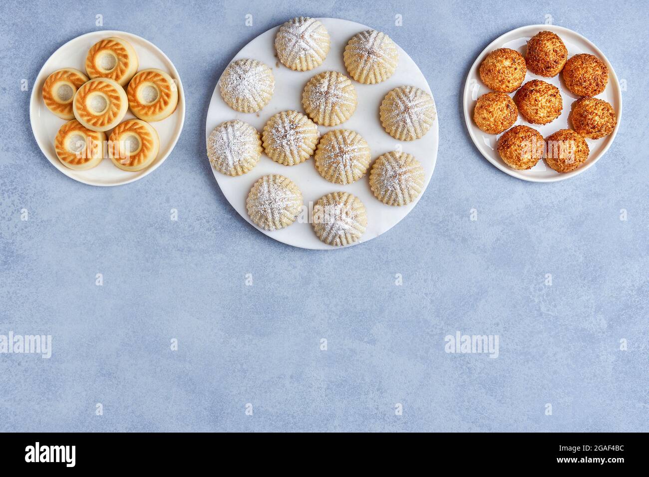 Arabic sweets. Traditional eid semolina maamoul or mamoul cookies with