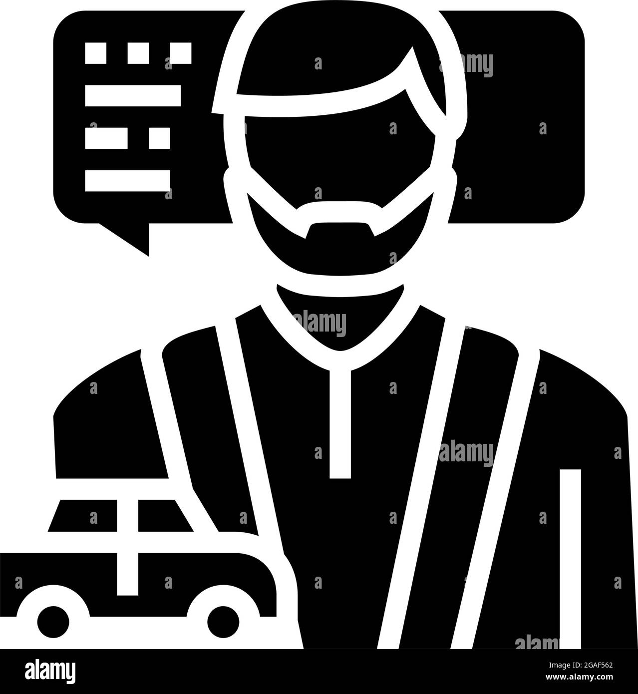 male driving school instructor glyph icon vector illustration Stock Vector