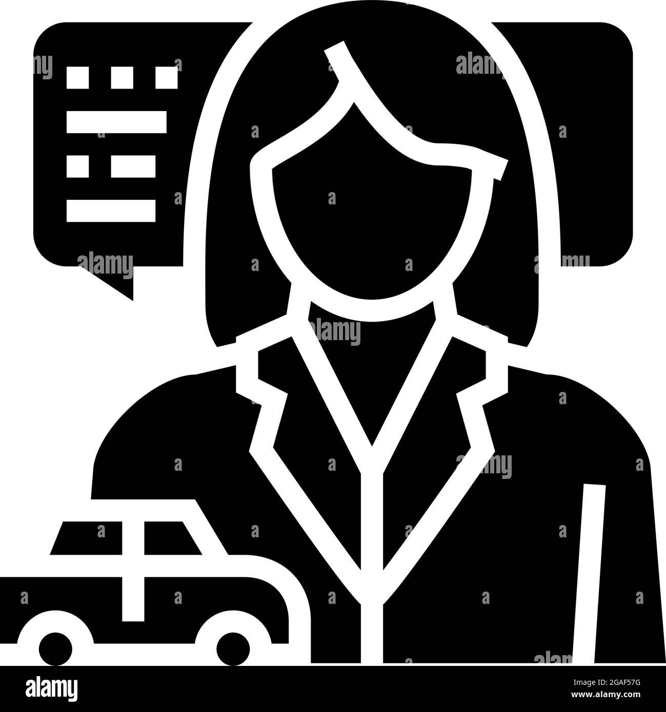 female driving school instructor glyph icon vector illustration Stock Vector