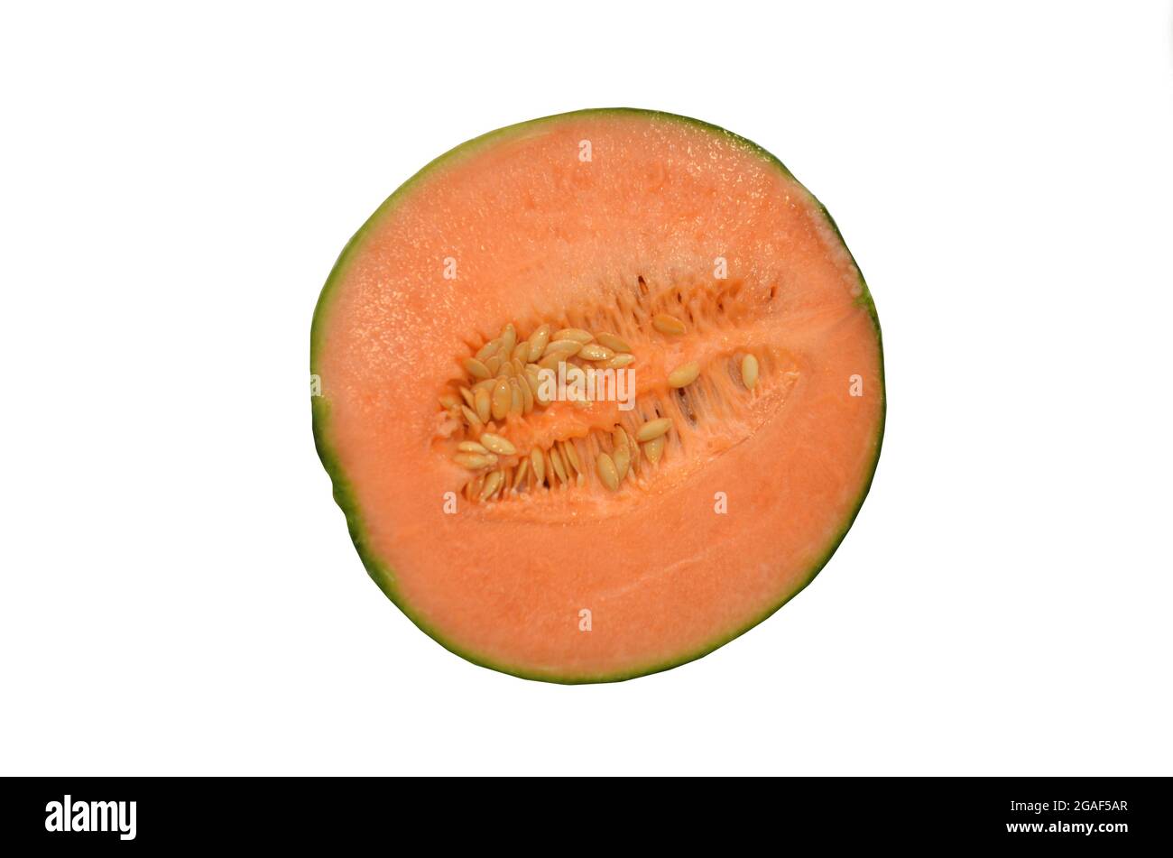 ripe melon, half melon on a white background, honey melon Stock Photo