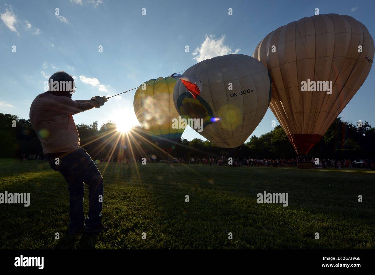 Chrudim, Czech Republic. 30th July, 2021. The 12th Czech Hot-air Balloons  Fiesta 'Balony nad Chrudimi' will take place in Chrudim (130 kilometers  east of Prague) in the Czech Republic. (Credit Image: ©