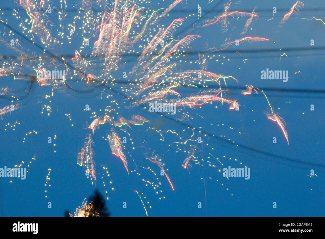Independence Day Fireworks Display, Whitewood, South Dakota Stock Photo