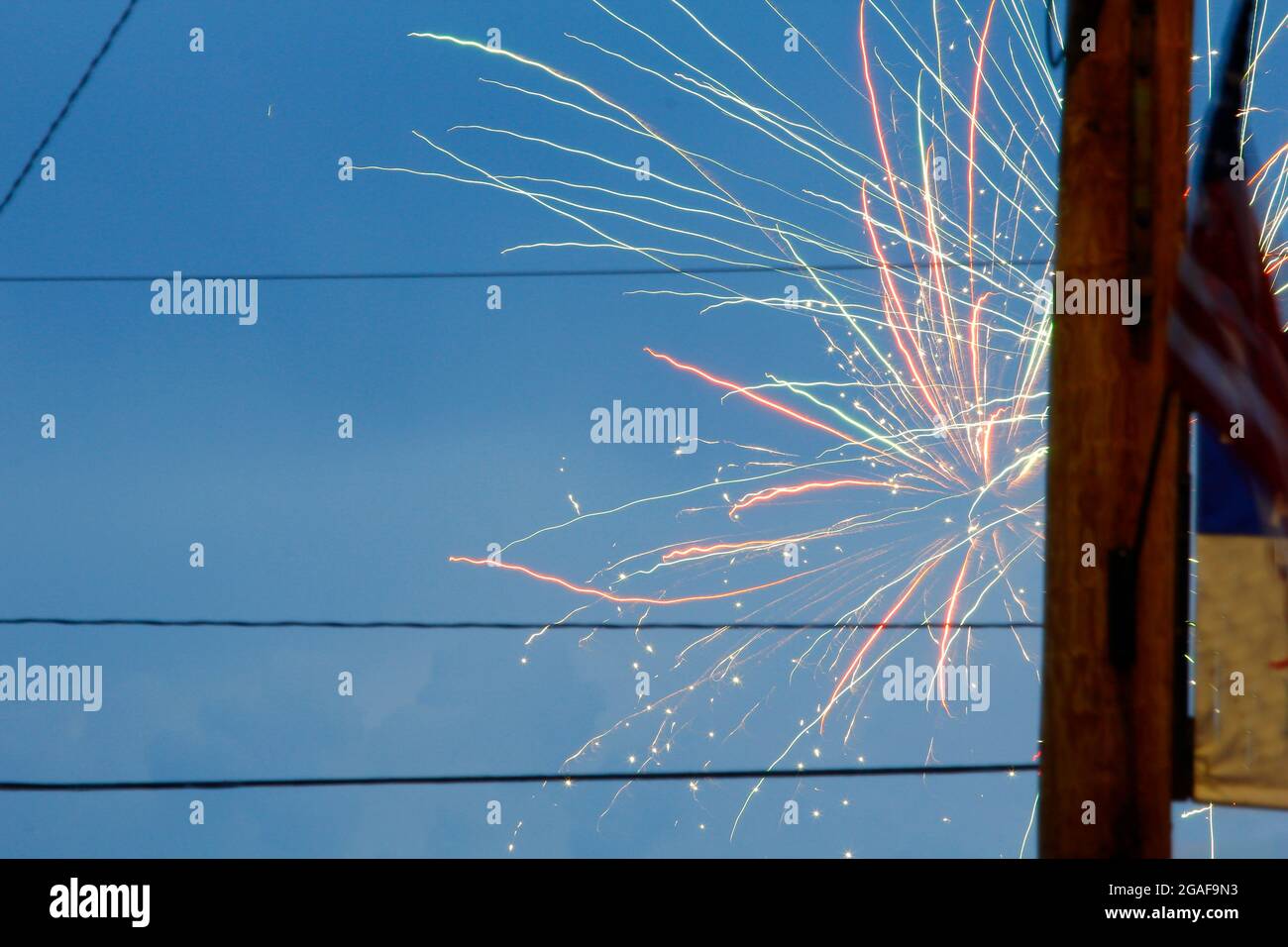 Independence Day Fireworks Display, Whitewood, South Dakota Stock Photo