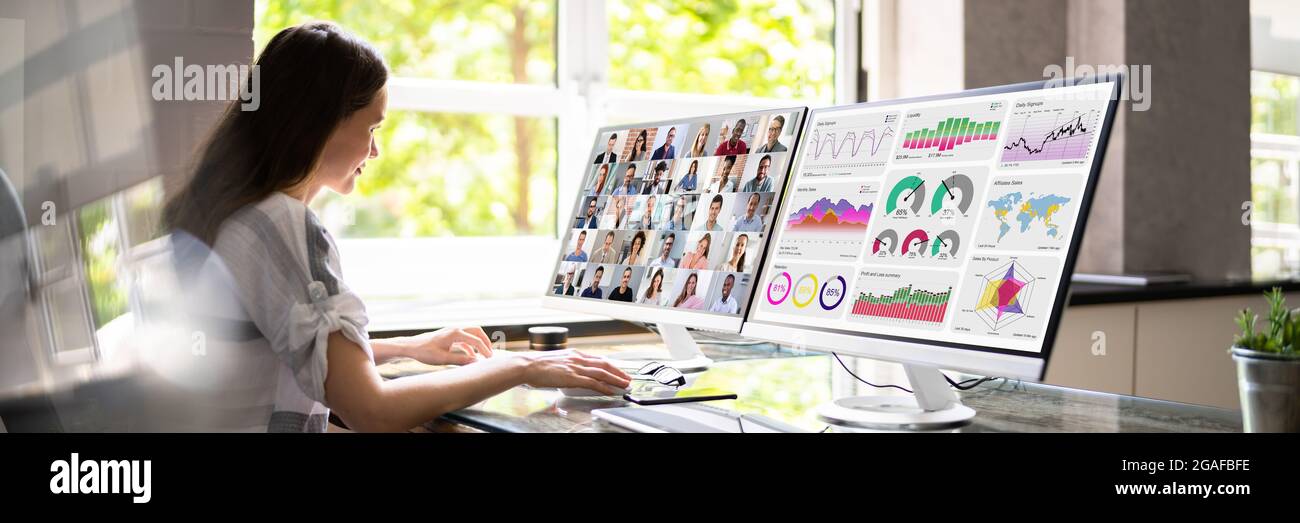 Virtual Video Conference. Data Analyst Learning Meeting Stock Photo - Alamy