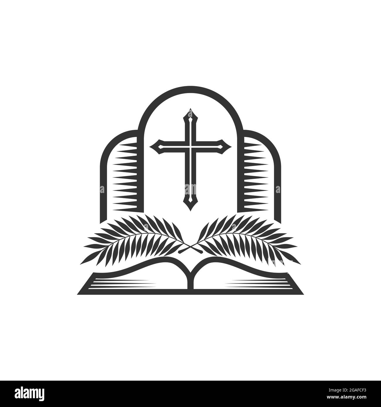 Christian illustration. Church logo. The glory of Christ in the church
