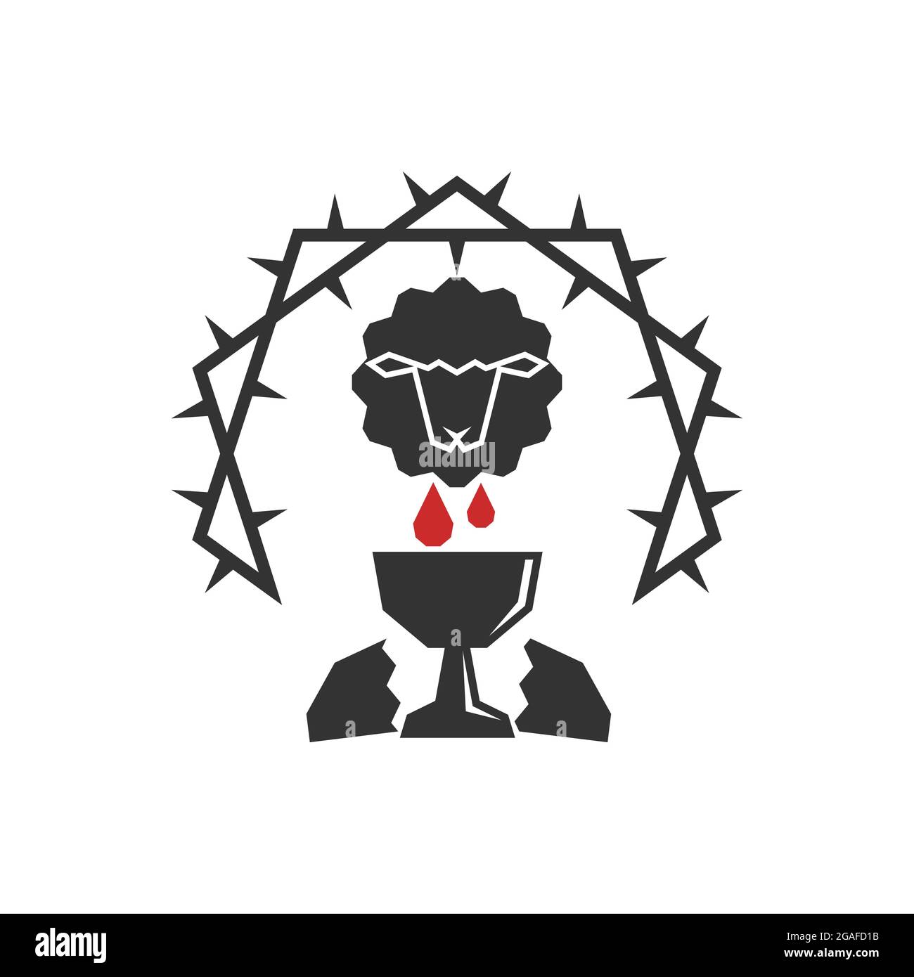 Christian illustration. Church logo. Lamb of God who shed blood for the