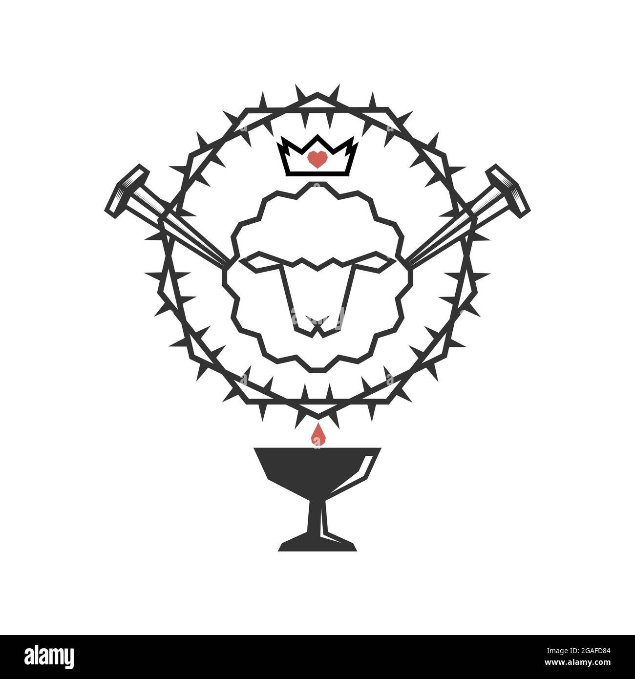 Christian illustration. Church logo. The Lamb of God who took upon