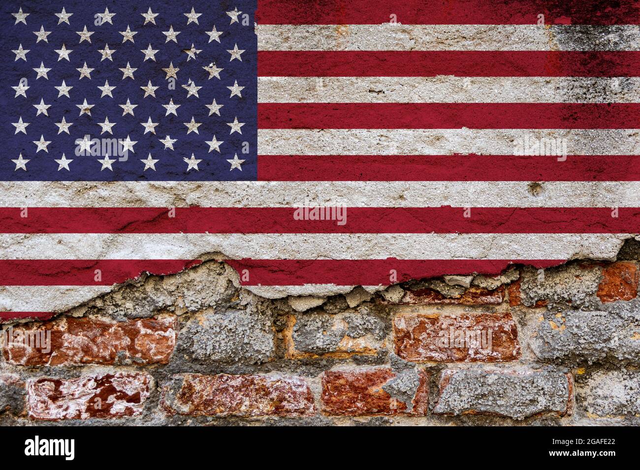 Graphic Concept with a Flag of the United States of America painted on ...