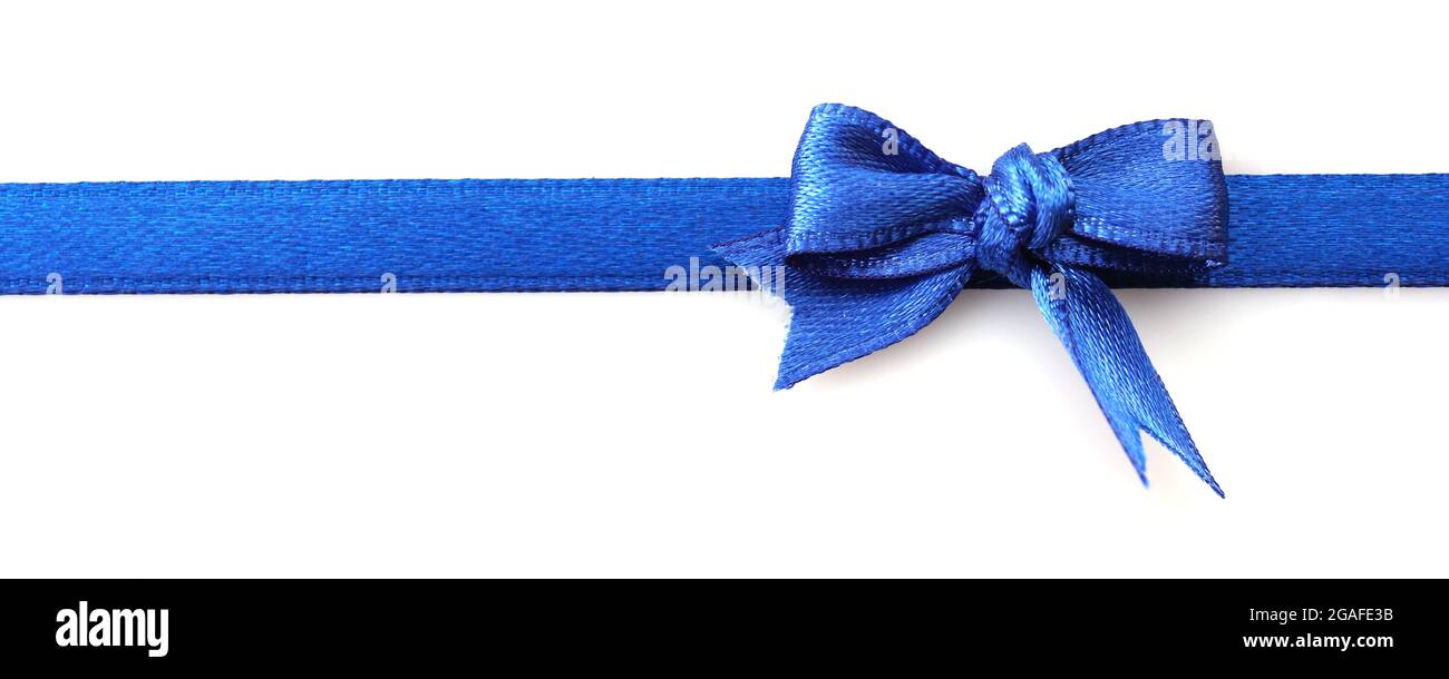 Dark blue ribbon bow isolated on white Stock Photo - Alamy