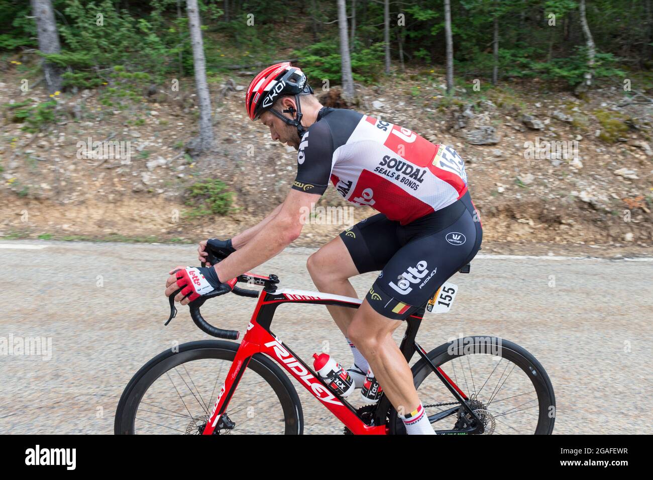 Roger Kluge (Team Lotto Soudal) in action during the 11th stage of 2021 Tour  de France.The 11th stage of the Tour de France 2021 takes place between  Sorgues and Malaucene and includes