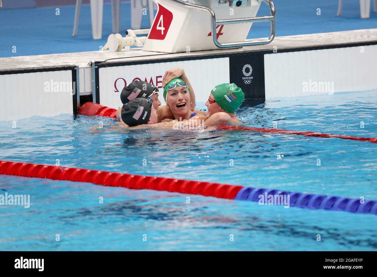 Tokyo, Japan. 30th July, 2021. (L to R) Lilly King (USA), Annie Lazor ...