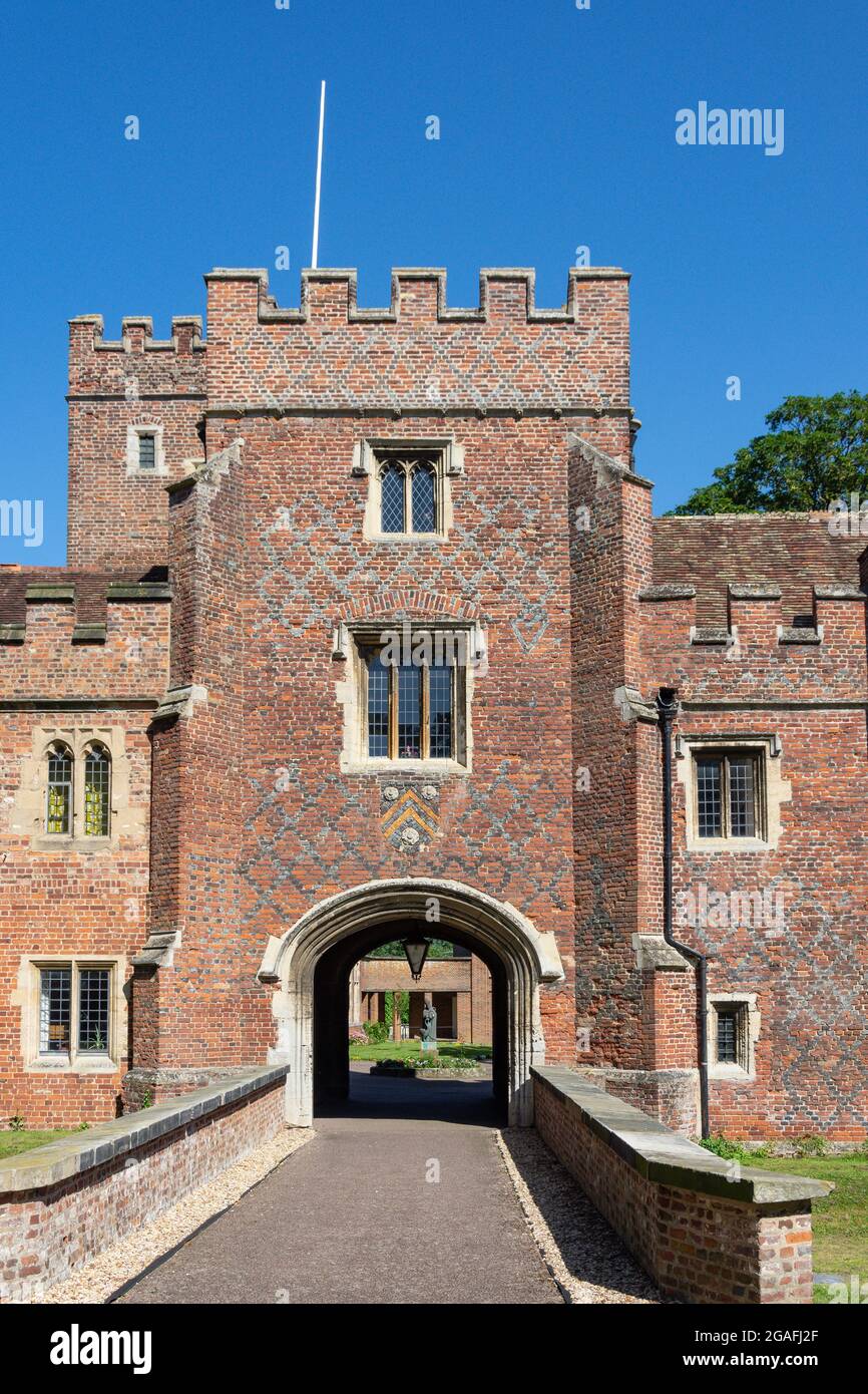 Entrance to 15th century Buckden Towers, High Street, Buckden, Cambridgeshire, England, United Kingdom Stock Photo