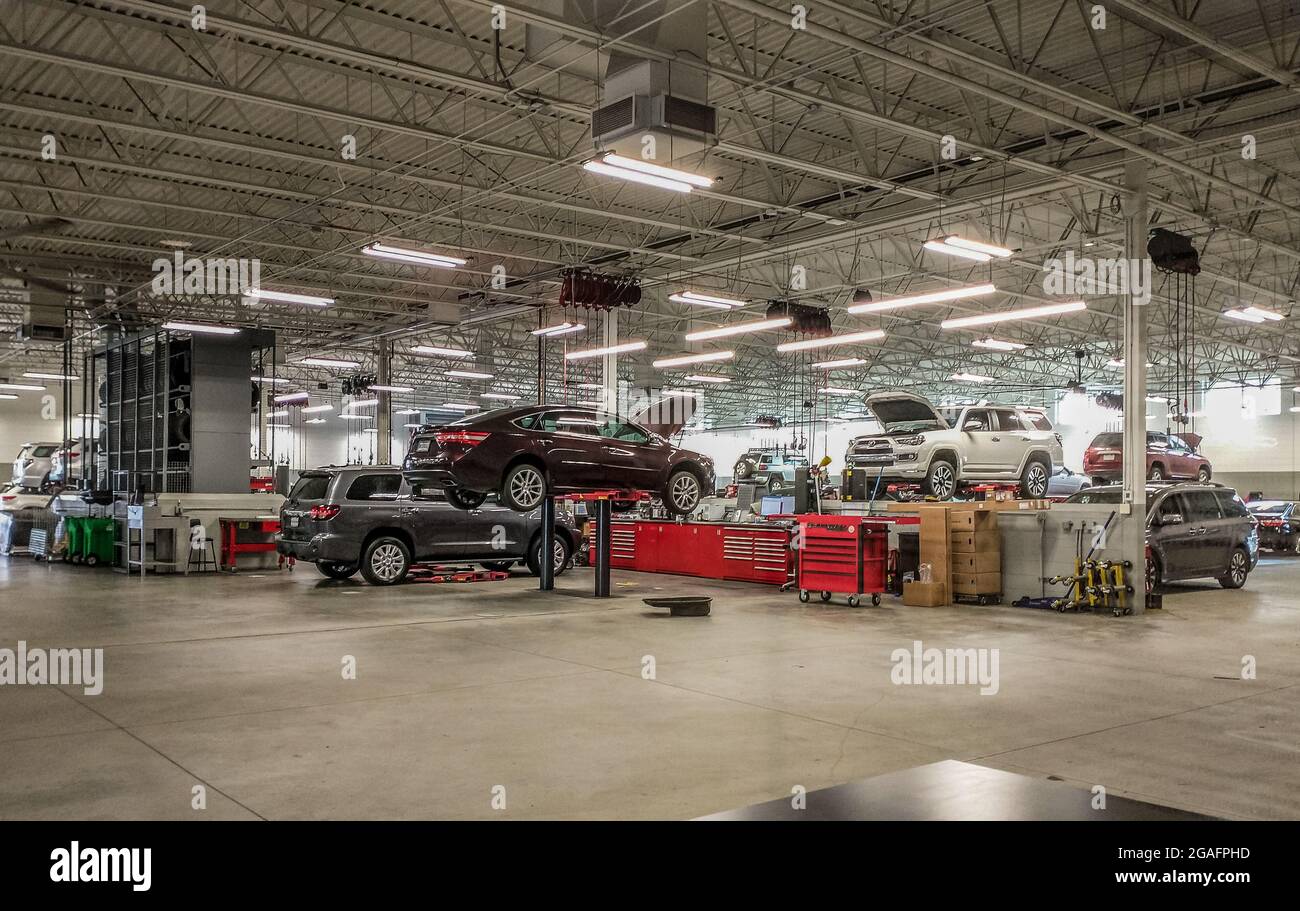 Service Department at New Car Dealer Stock Photo