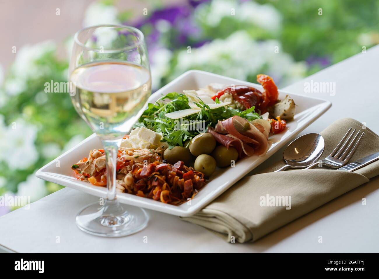 Mezze sharing platter Stock Photo