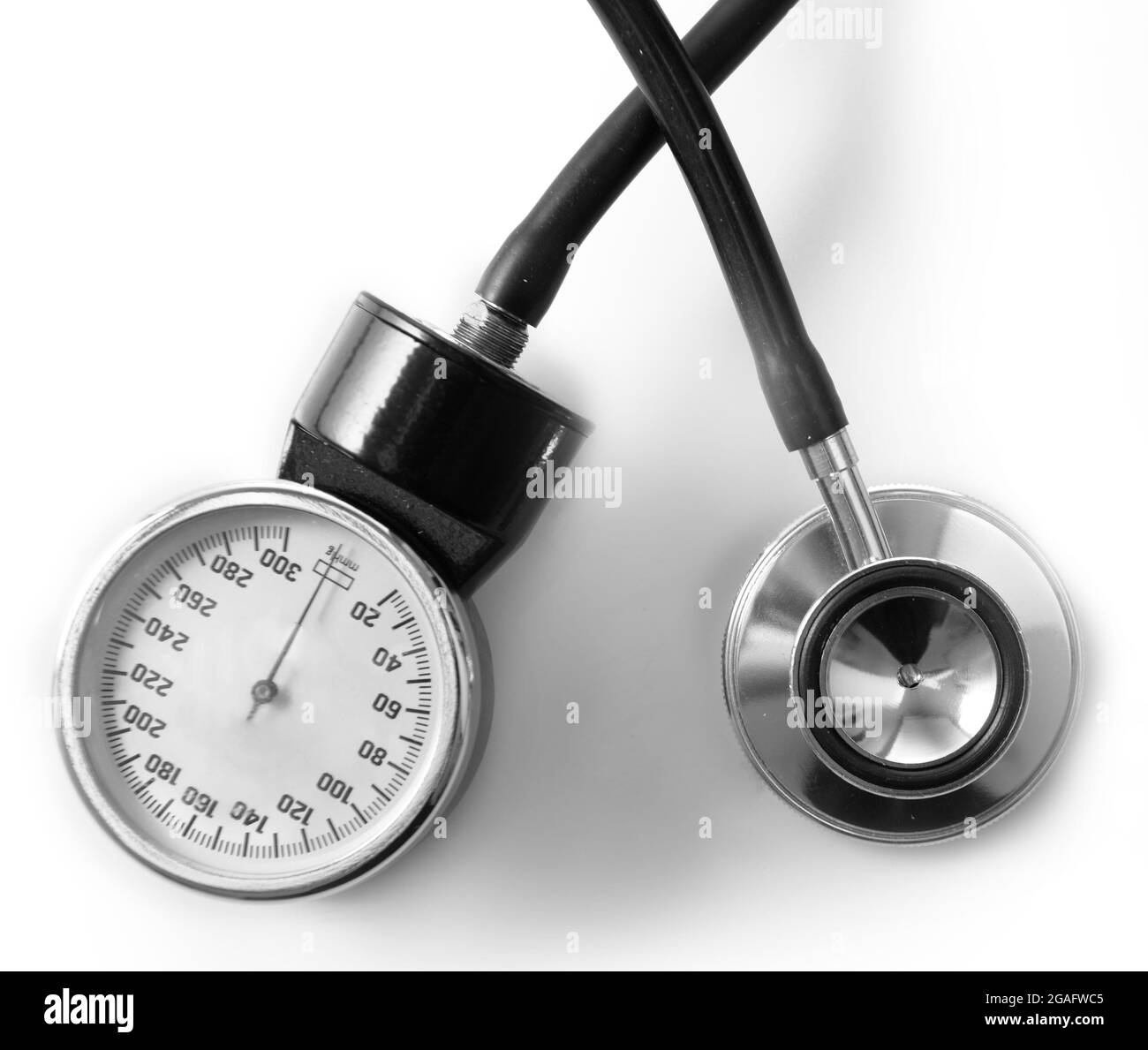 Blood pressure meter and stethoscope, on white background Stock Photo Alamy