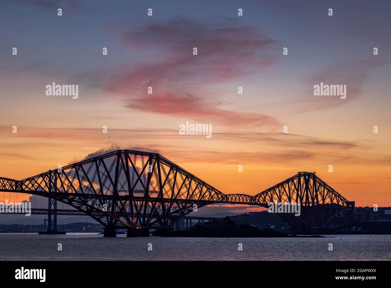 The Forth Rail Bridge at sunset Stock Photo