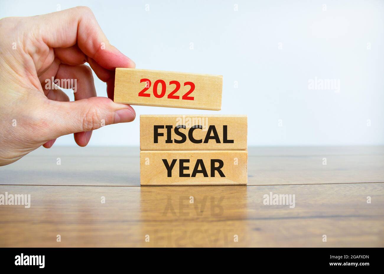 New fiscal year 2022 symbol. Wooden blocks with words '2022 fiscal ...