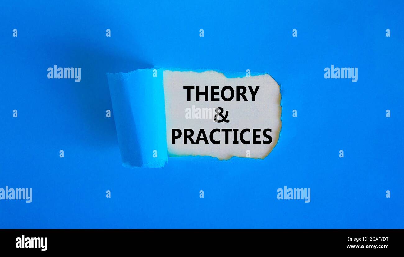 Theory and practice symbol. Words 'Theory and practice' appearing ...