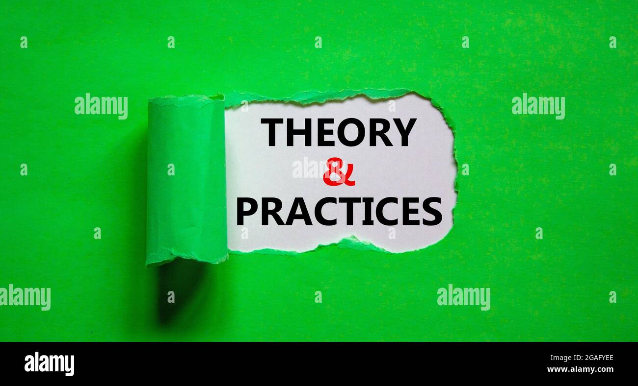 Theory and practice symbol. Words 'Theory and practice' appearing ...