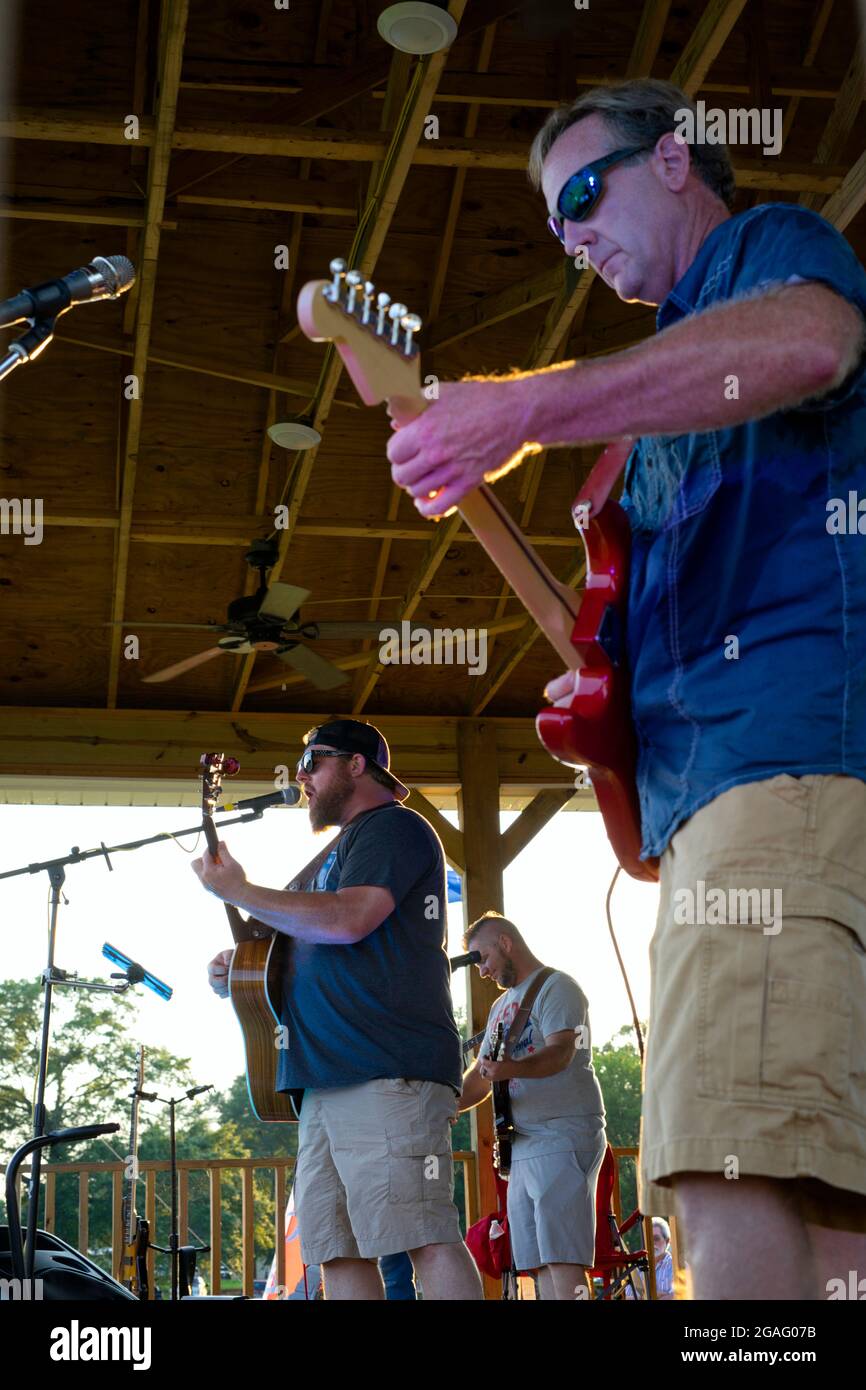 A local band performs at the 4th of July event in Millport, Alabama. Stock Photo