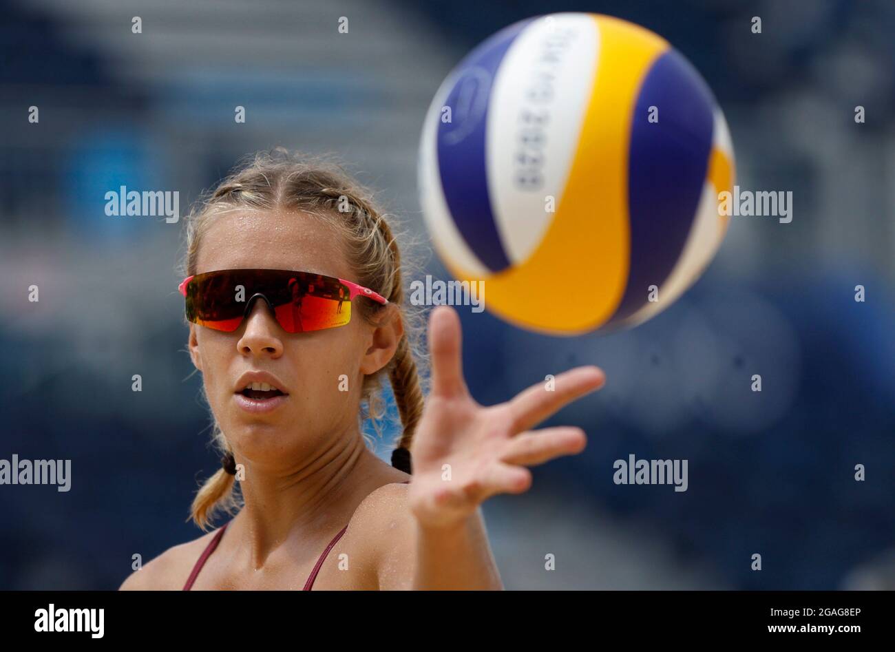 Tokyo 2020 Olympics - Beach Volleyball - Women - Pool D - Latvia  (Graudina/Kravcenoka) v Kenya (Makokha/Khadambi) - Shiokaze Park, Tokyo,  Japan - July 31, 2021. Tina Graudina of Latvia in action. REUTERS/John  Sibley Stock Photo - Alamy