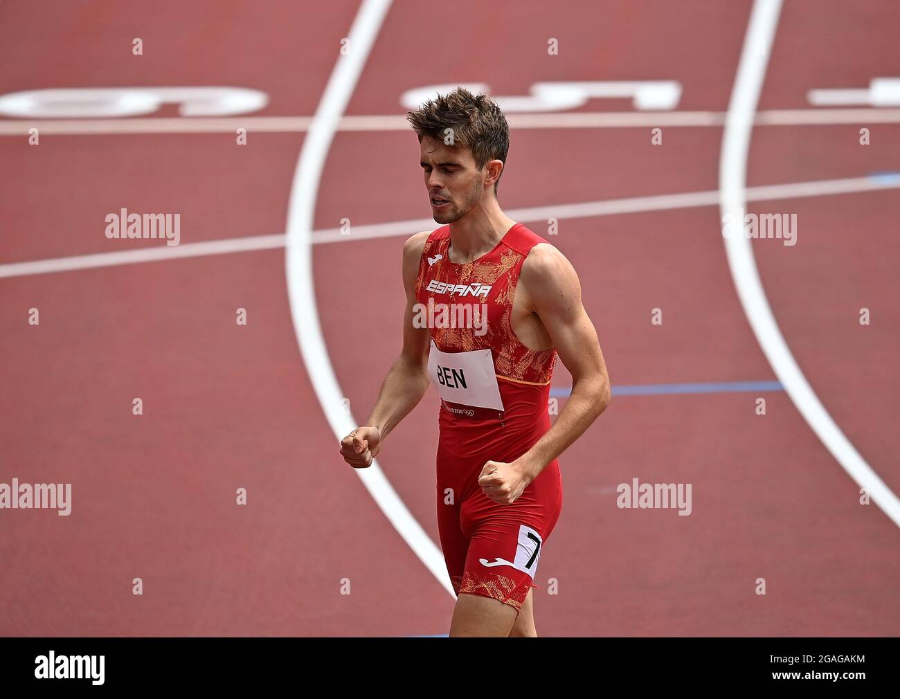 Tokyo, Japan. 31st July, 2021. Adrian Ben of Spain reacts after the men ...