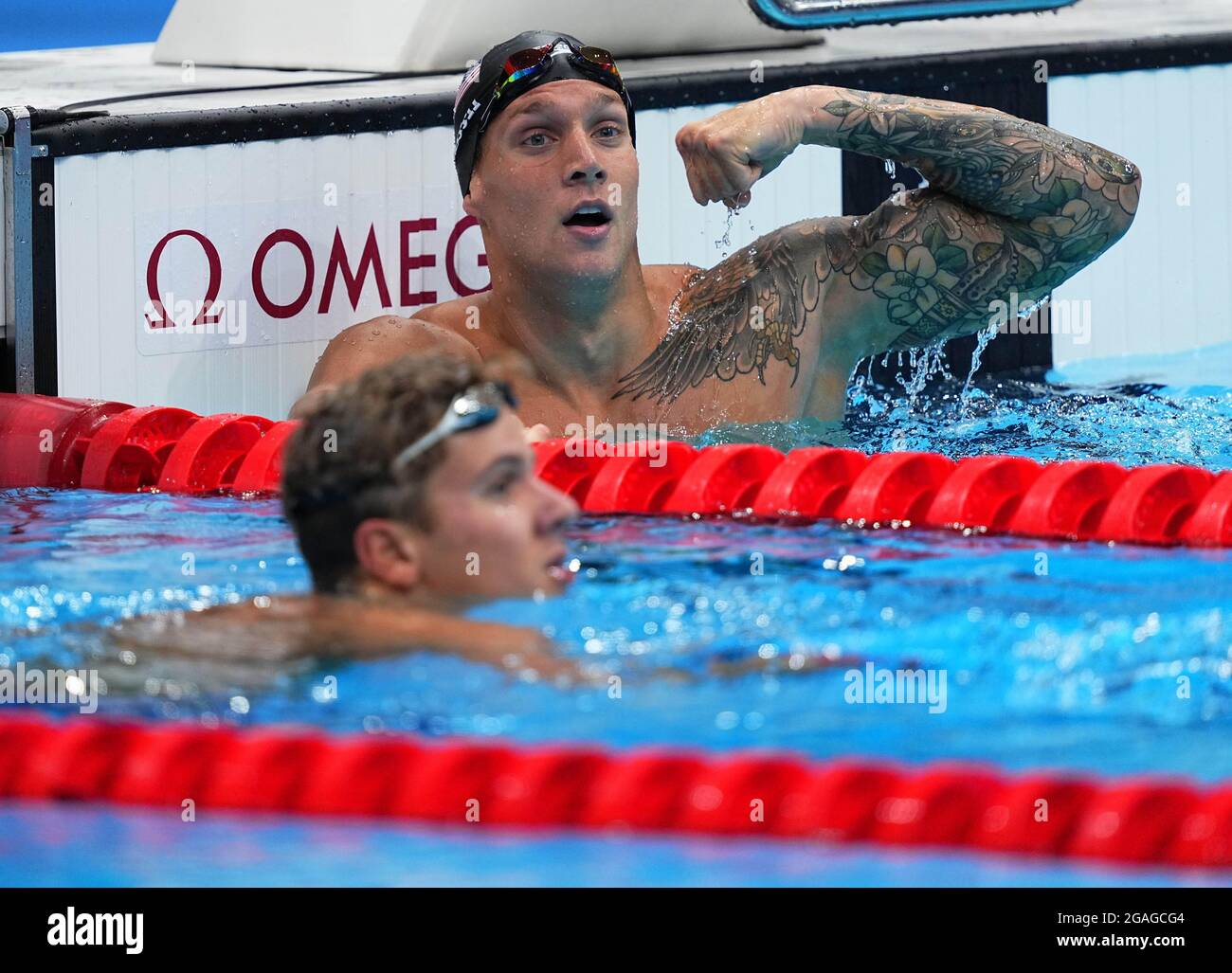 Tokyo, Japan. 31st July, 2021. Caeleb Dressel (R) of the United States ...