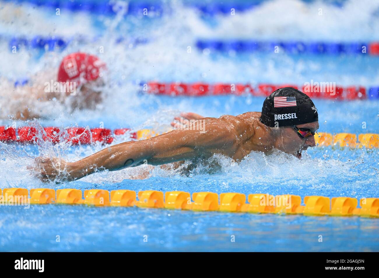 Tokyo, Japan. 31st July, 2021. Caeleb Dressel (R) of the United States ...
