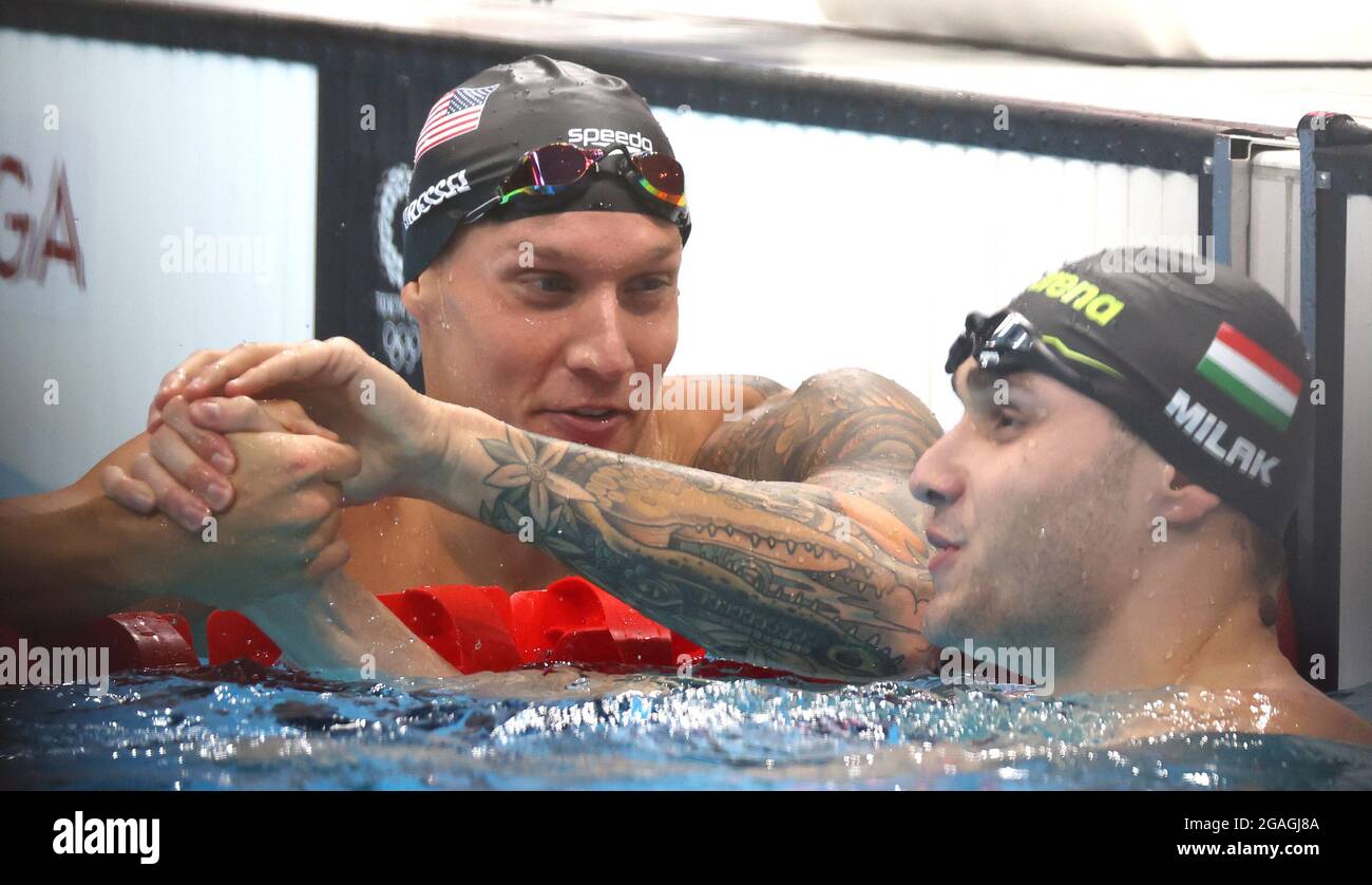 Tokyo, Japan. 31st July, 2021. Caeleb Dressel (L) of the United States ...