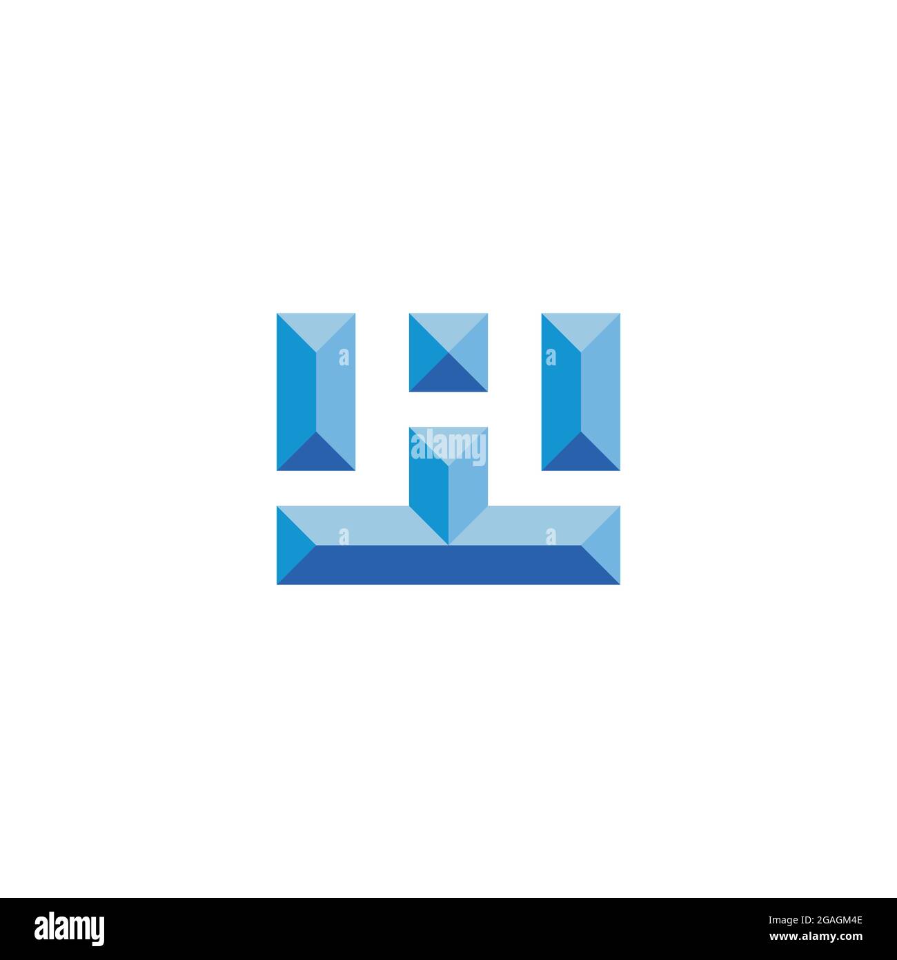 letter h w negative space 3d simple vector Stock Vector