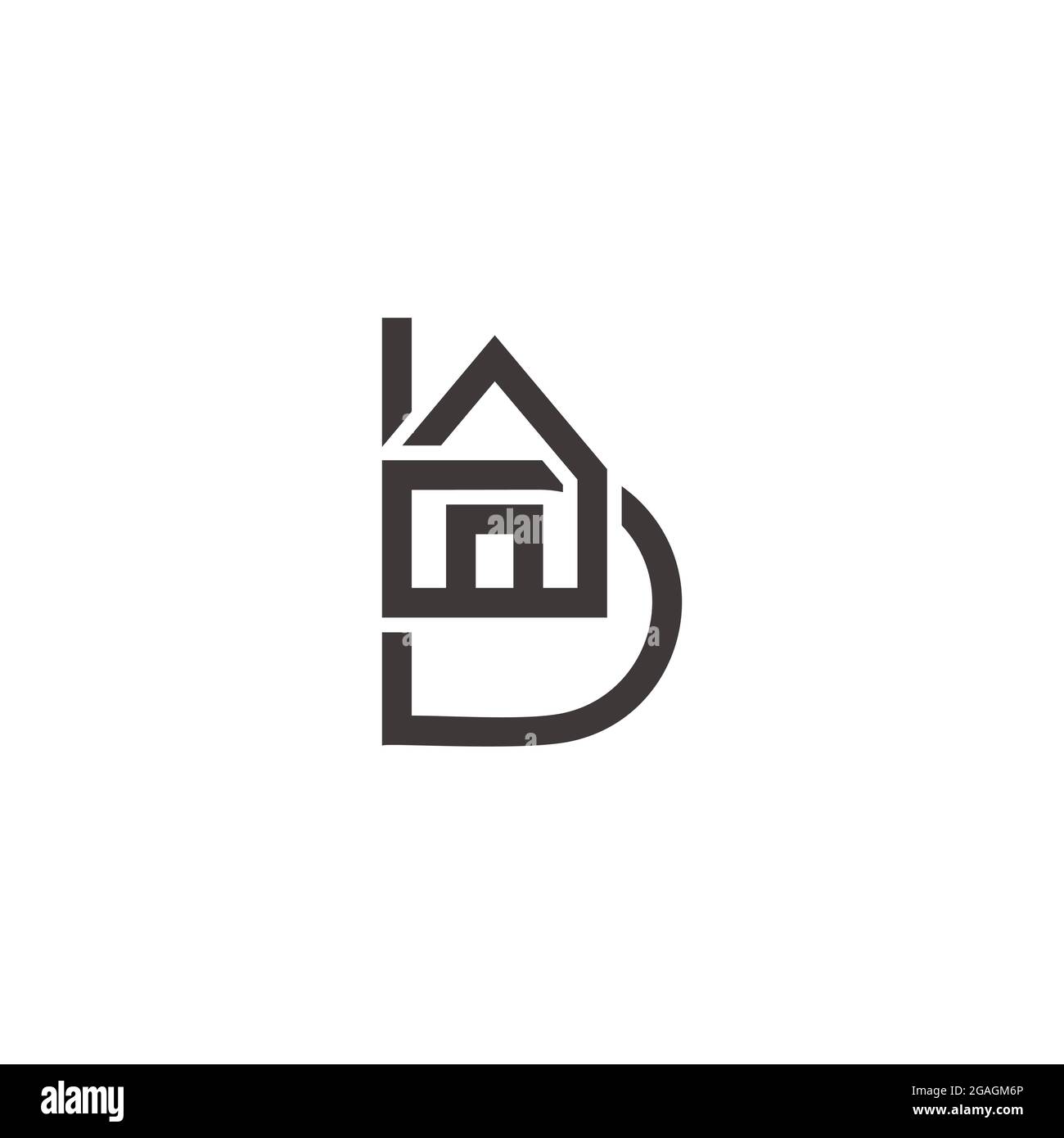 letter b home shape simple geometric line logo vector Stock Vector