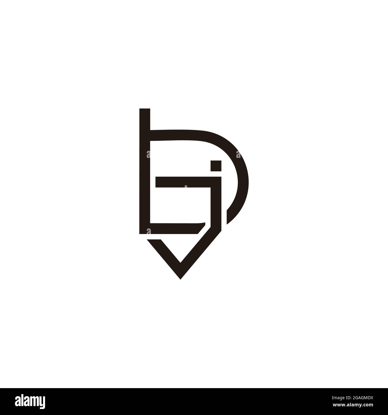 letter bj lowercase simple geometric logo vector Stock Vector