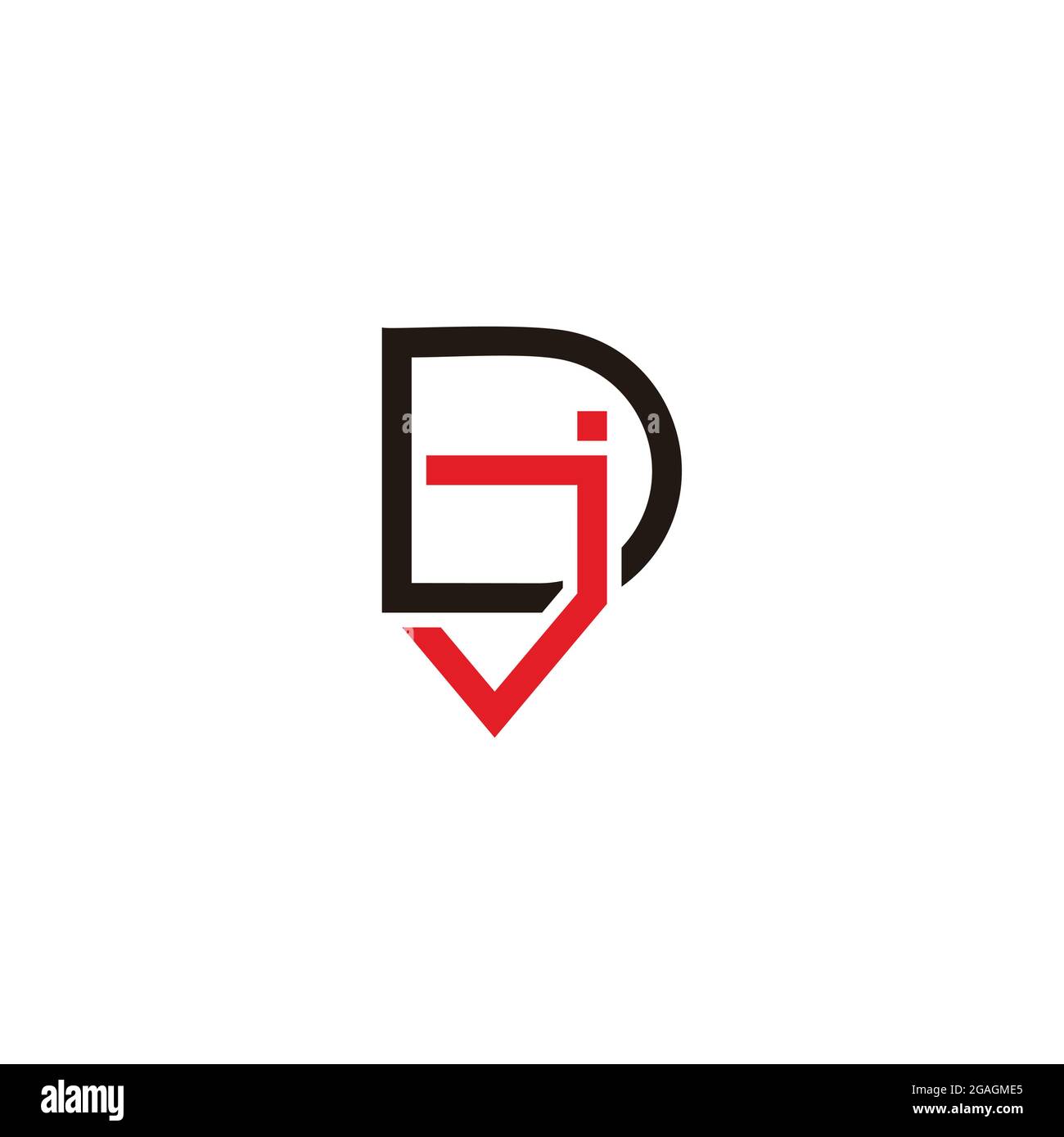 letter dj simple geometric linked line logo vector Stock Vector