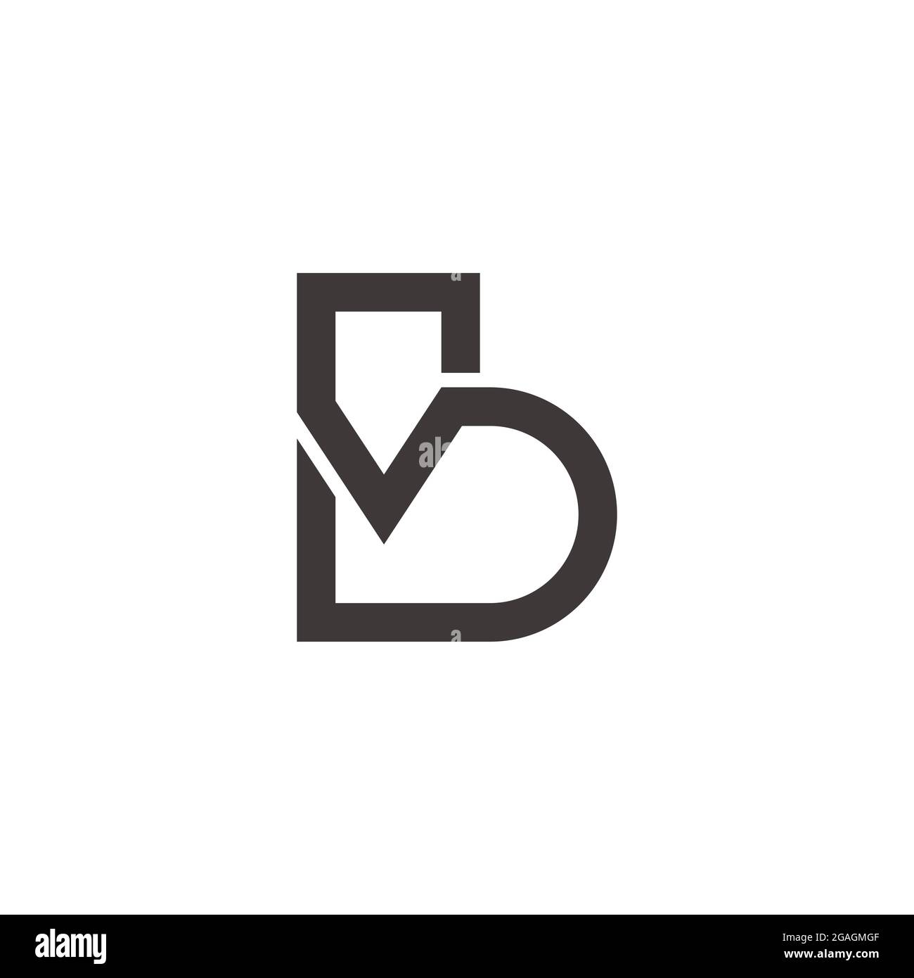 letter vb linked line design geometric logo vector Stock Vector