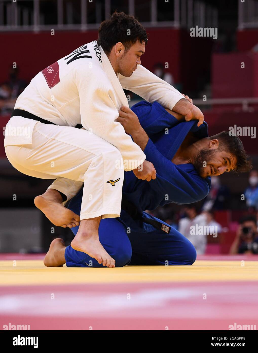 Tokyo 2020 Olympics - Judo - Mixed Team - Quarterfinal - Nippon Budokan - Tokyo, Japan - July 31, 2021. Aaron Wolf of Japan in action against Johannes Frey of Germany REUTERS/Annegret Hilse Stock Photo