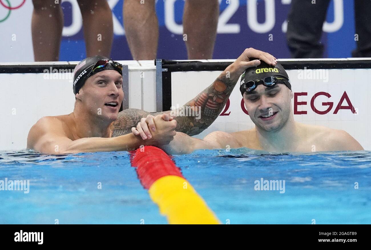 Tokyo, Japan. 31st July, 2021. Caeleb Dressel (L) of the United States ...