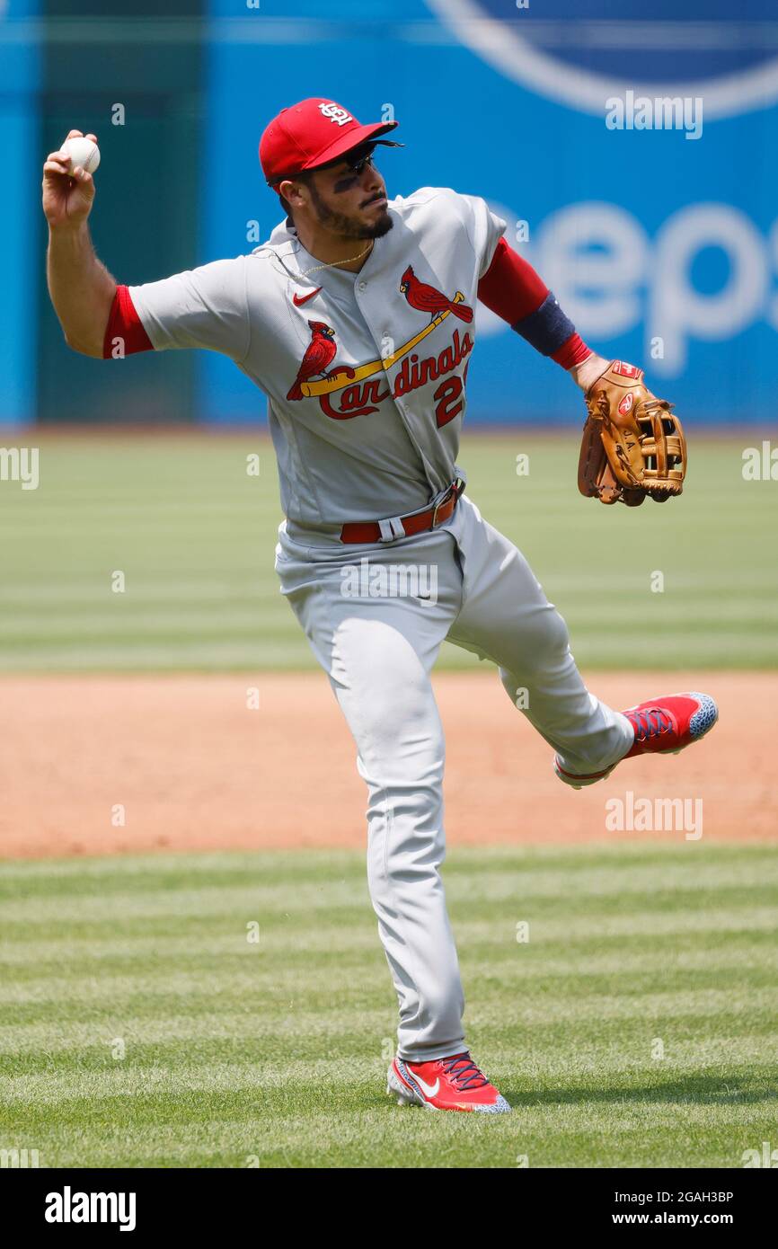 May 07 2022 San Francisco CA, U.S.A. St. Louis third baseman Nolan Arenado  (28) reacts after striking out in the ninth inning during MLB game between  the St. Louis Cardinals and the