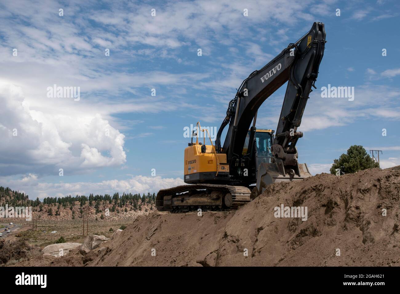 Sherwin Grade Excavators and bulldozers work on this road project on Sherwin Grade in ...