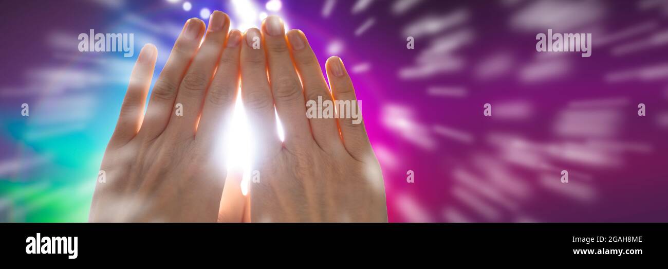 Psychic Spiritual Healing Energy Light And Reiki Stock Photo - Alamy