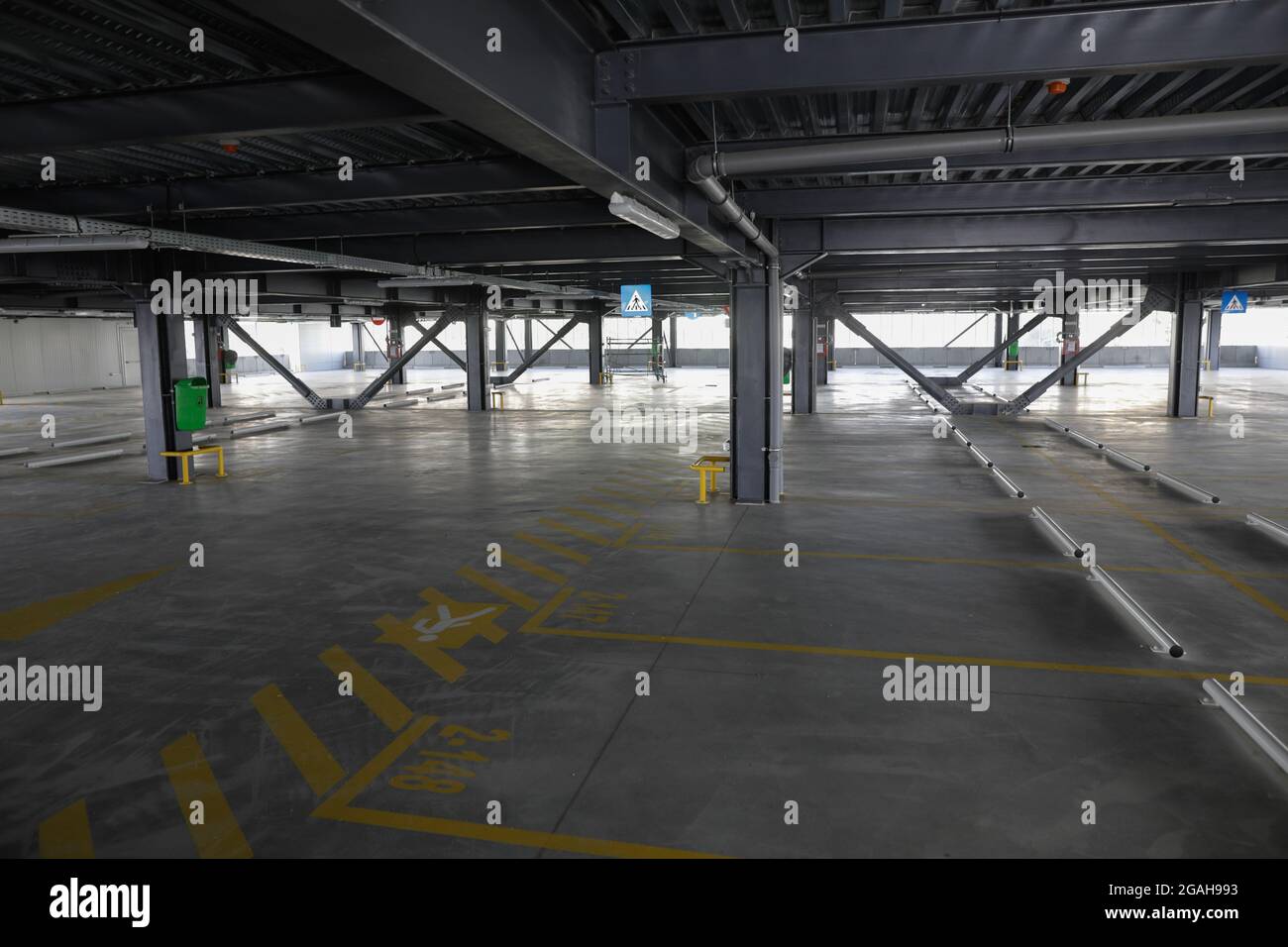 Bucharest, Romania - July 29, 2021: Empty multileveled parking lot. Stock Photo