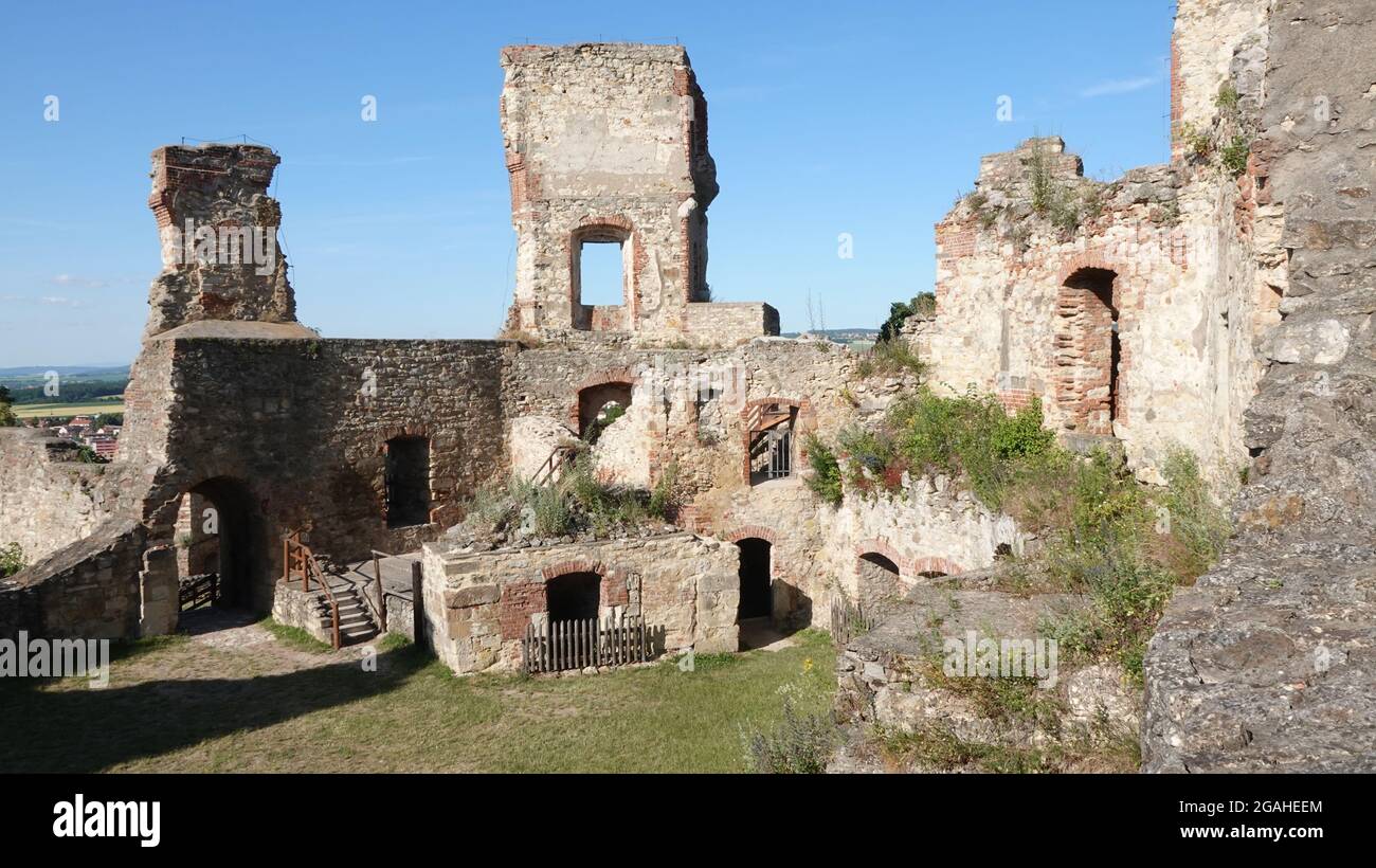 Ruin of boskovice castle in the czech republic. View of the remains of the castle Stock Photo