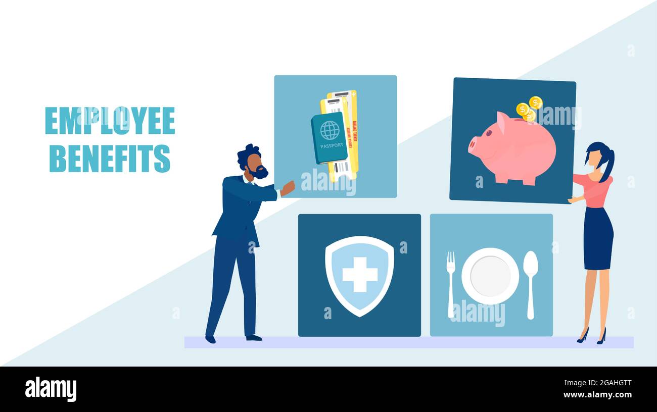 Vector of company employees a man and a woman with benefits package Stock Vector