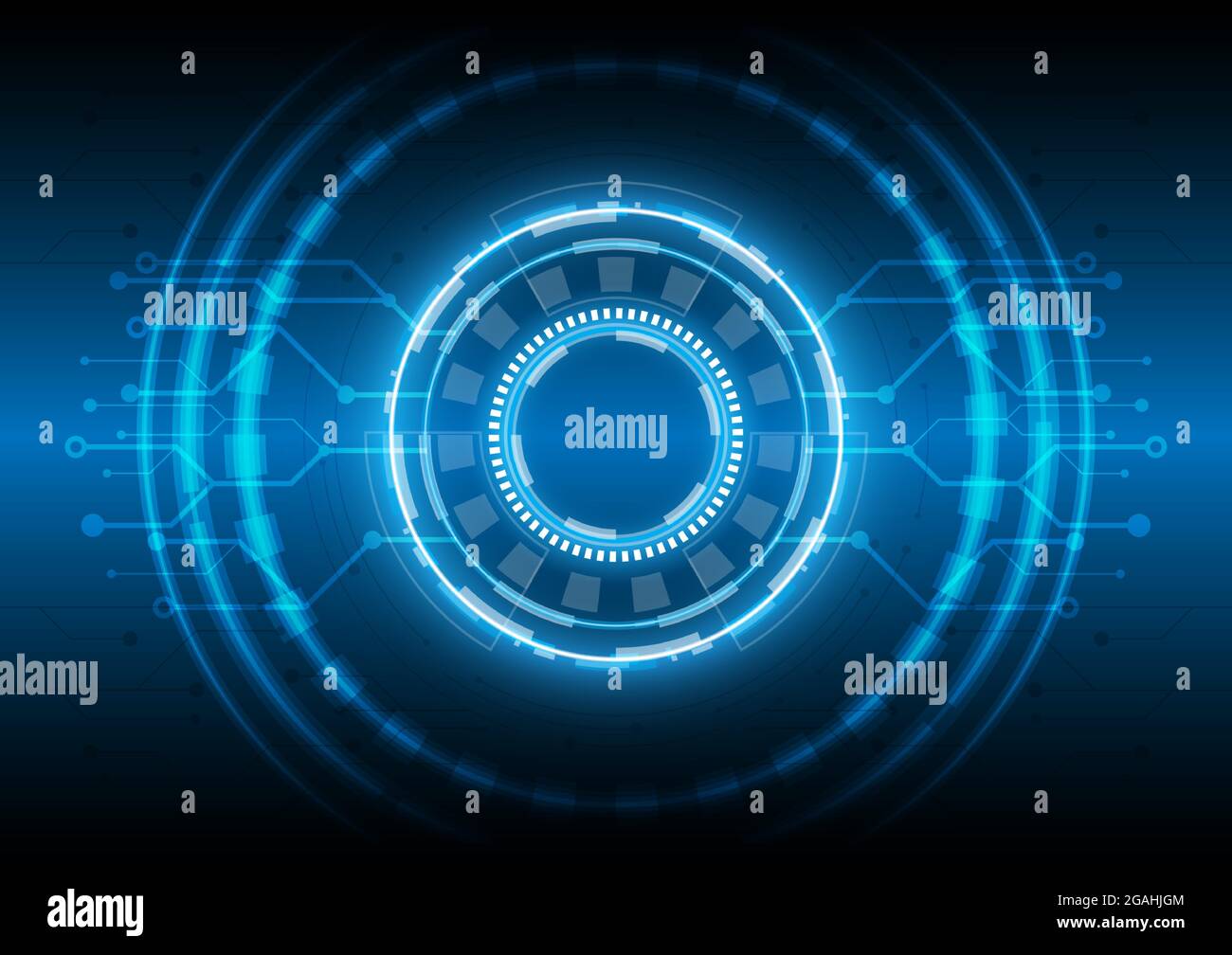 Engineering of data science. Futuristic Sci-Fi glowing HUD user. Digital infographic frame. Abstract hologram hi-tech background. Virtual reality tech Stock Vector