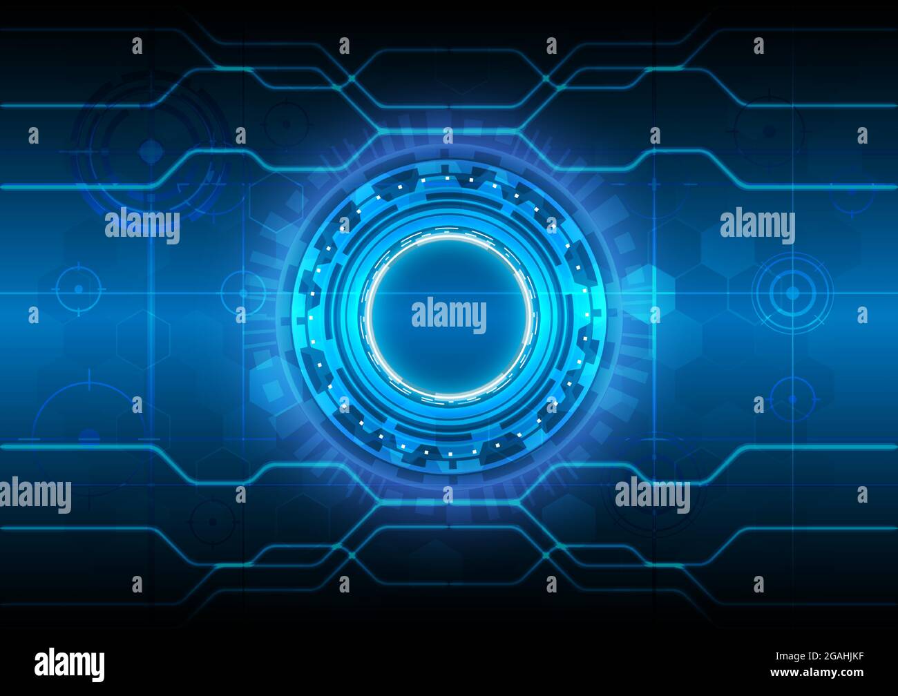 Futuristic Sci-Fi glowing HUD user. Engineering of data science. Digital infographic frame. Abstract hologram hi-tech background. Virtual reality tech Stock Vector