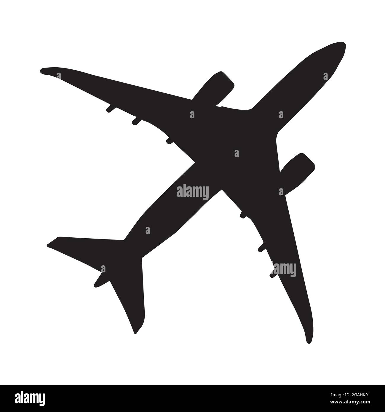Black silhouette of airplane on a white background. Vector illustration ...