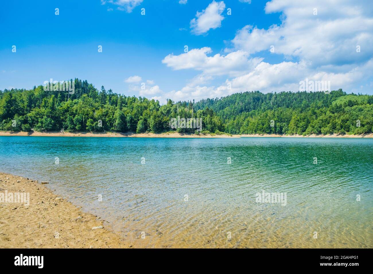 Lokvarsko lake in mountain landscape in summer, Lokve, Gorski kotar, Croatia Stock Photo