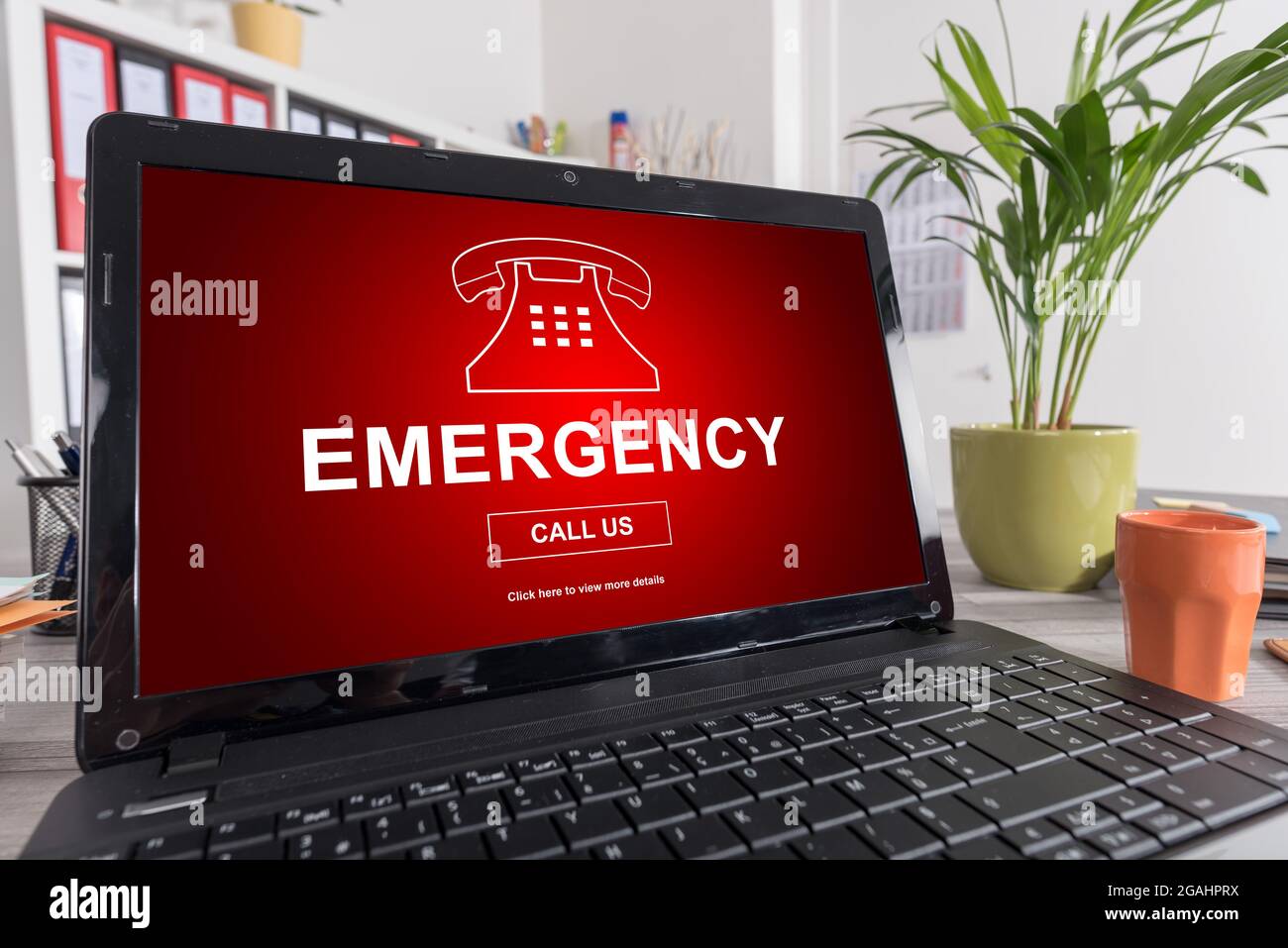 Laptop screen with emergency concept Stock Photo - Alamy
