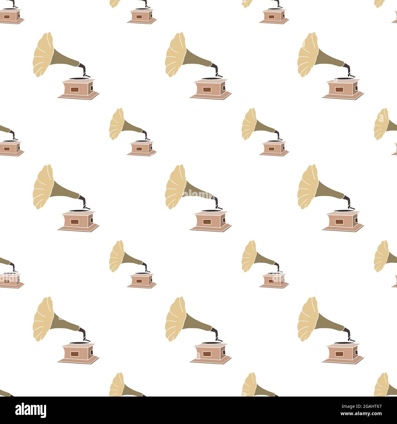 Seamless colored pattern of a gramophone for your designs on a withe ...