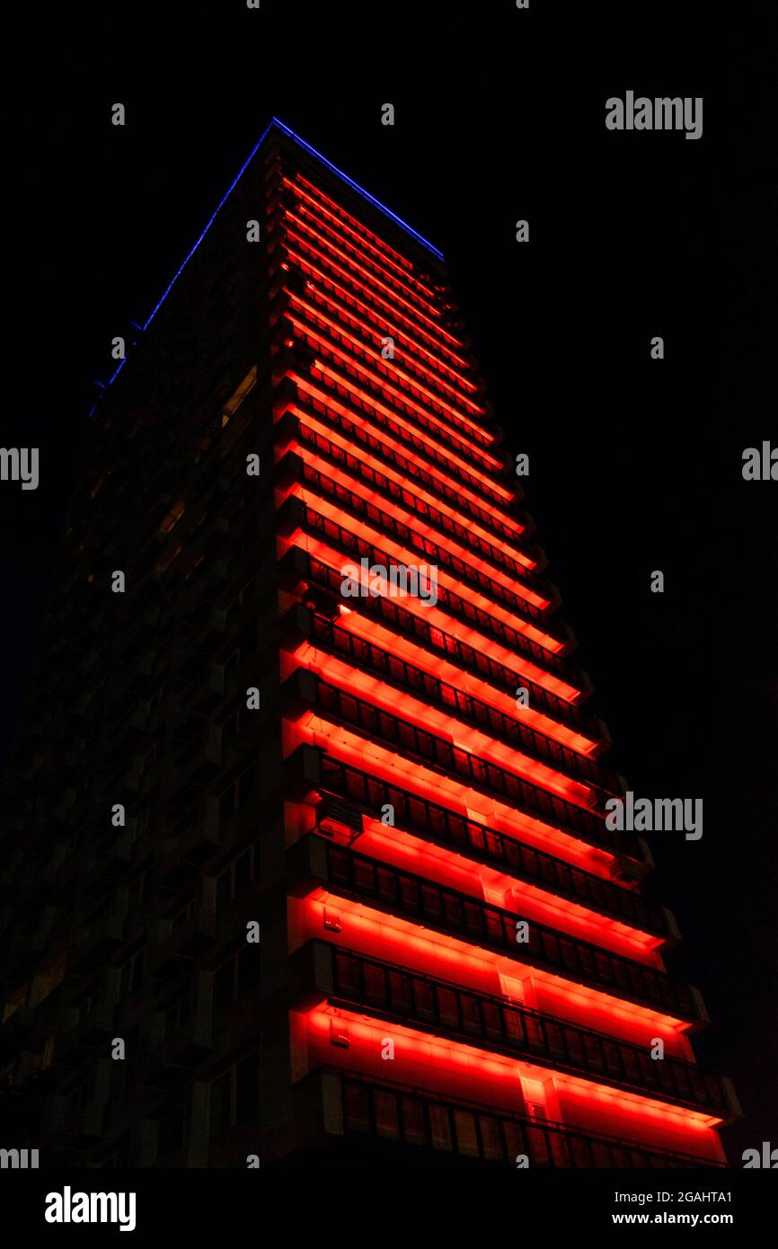 regiment give at straffe High-rise facades decorated with LED lights designed by Philips using its  Color Kinetics connected architectural lighting technology, Moscow, Russia  Stock Photo - Alamy